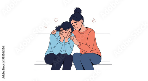 Two women sitting together showing empathy.