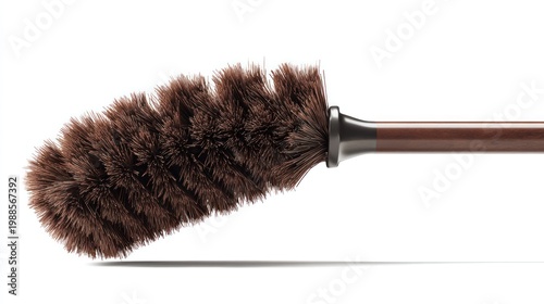 Close up of a brown feather duster on a white background studio shot
