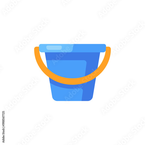 plastic blue sand bucket, beach toy accessory, colorful illustration