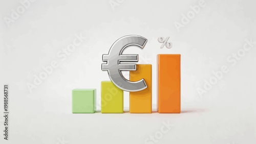 Euro symbol over rising bar chart