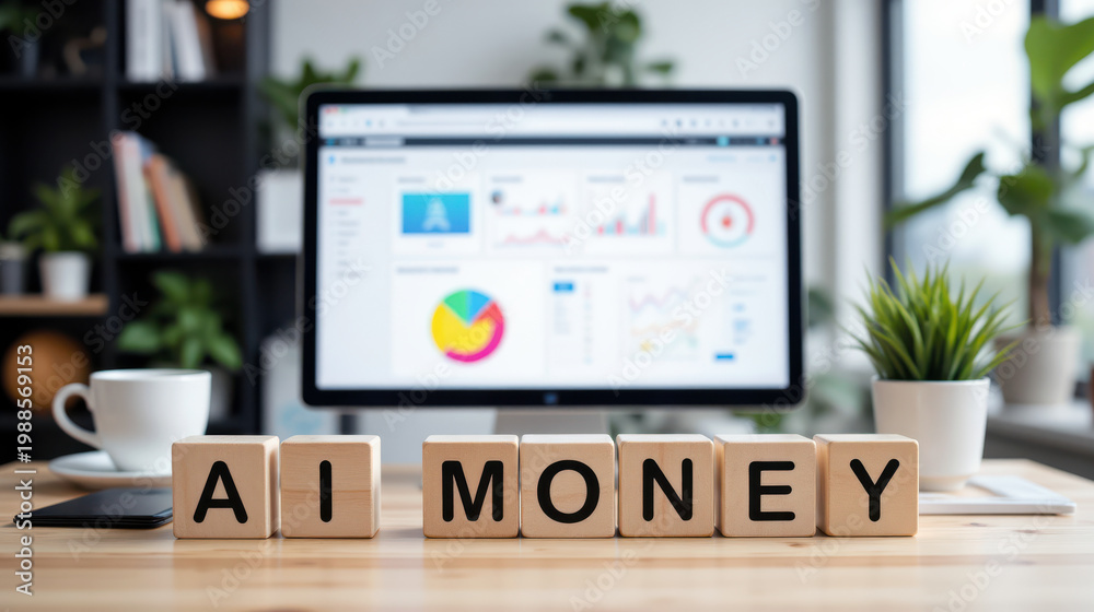 Fototapeta premium AI money systems for smarter financial planning and automated wealth decisions, helping fintech teams improve budgeting fraud detection cash forecasting and scalable profit management