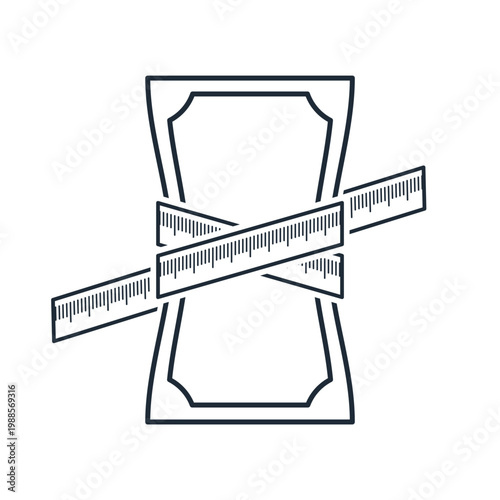 A centimeter measures the decreasing volume of a banknote. The inflation process. Vector linear icon illustration isolated on white background.