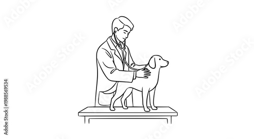 Veterinarian Examining Dog Vector Illustration for Medical Stock