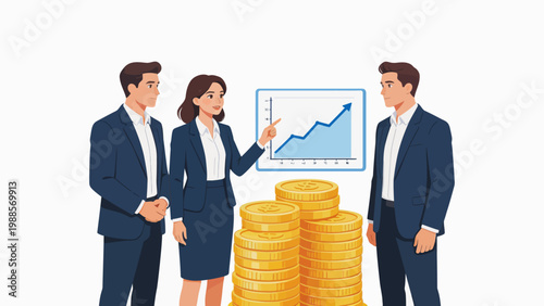 Business team discussing growth chart