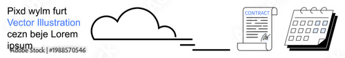Business planning, contract management, cloud storage, digital organization, task scheduling, workflow optimization. Cloud, contract and calendar . Business planning and contract management concept