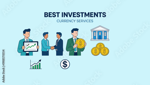 Businessmen with investment icons