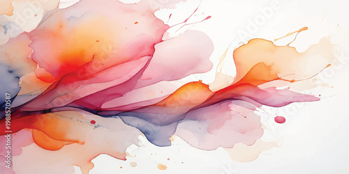 Abstract pink watercolor background featuring soft rose petals and floral splashes for a beautiful spring wedding design