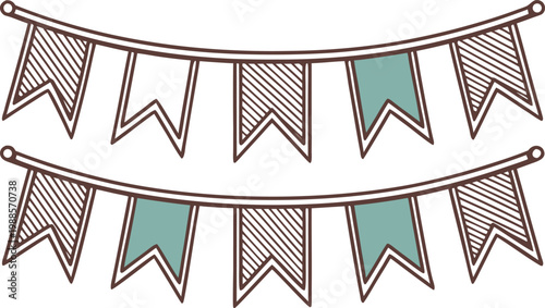 Two vintage garland banners with floral swags and ribbons