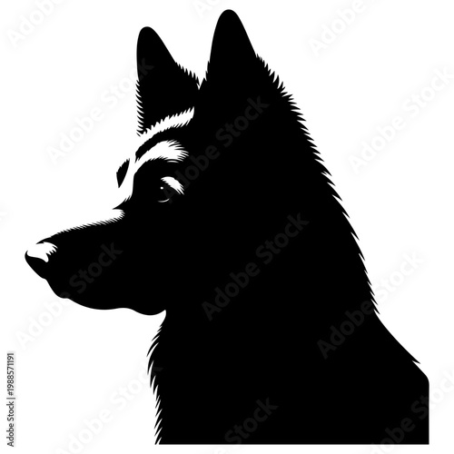 black and white dog vector silhouette