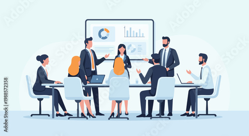 Diverse professionals gather for a strategic business meeting around a conference table