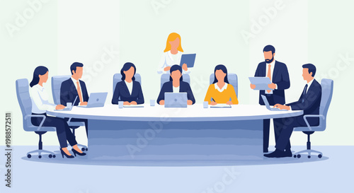 Business meeting with diverse professionals collaborating around a conference table (1)