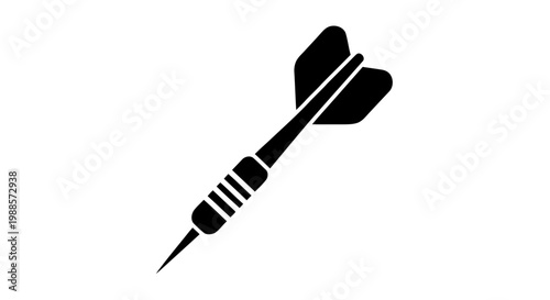 Vector illustration of black silhouette icon of a dart for playing darts on a transparent background