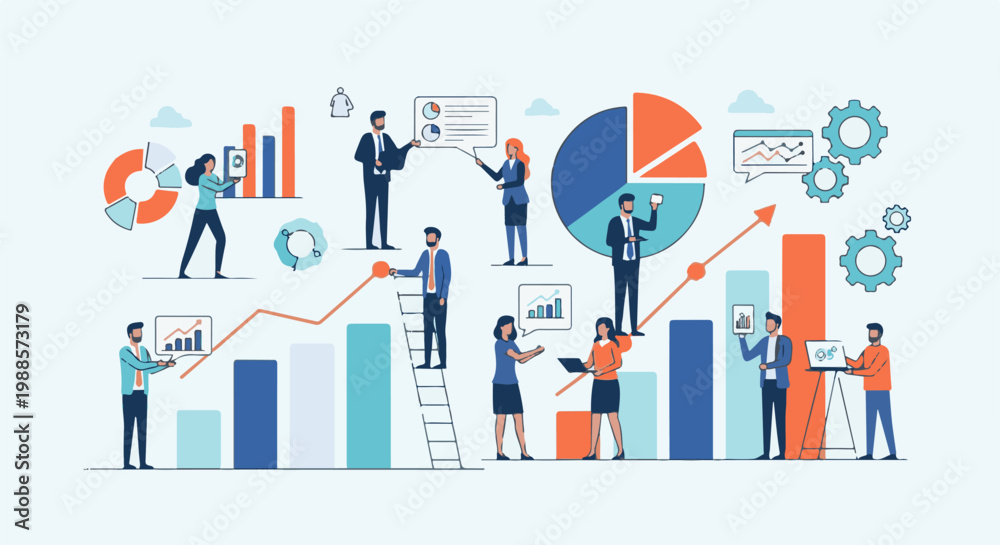 © juliansyah - Business people collaborating around financial charts and graphs, illustrating data analysis © juliansyah - Business people collaborating around financial charts and graphs, illustrating data analysis