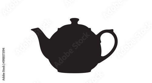 Simple black silhouette of a traditional teapot on a white background