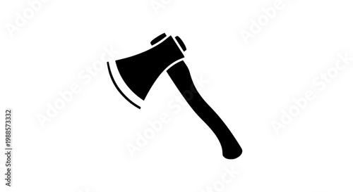 Vector illustration of black silhouette icon of a wood axe on a transparent background