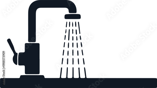 Running water from faucet symbol on transparent background.