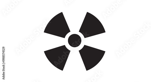 Black radiation warning symbol displayed on a stark white background