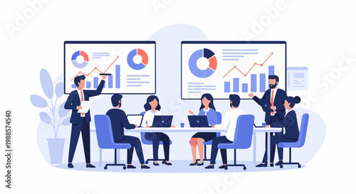 Business meeting with presentations