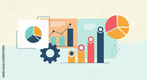 Flat design concept of data visualization, statistics, and analytics