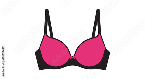 A pink and black push up bra is displayed on a white background