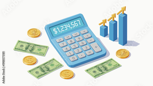 Calculator with money and growth chart