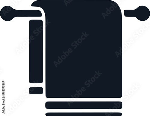 Rolled towel on rack icon isolated on checkered background.