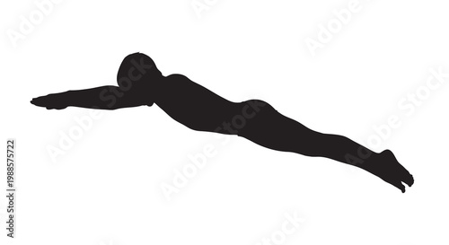 Silhouette of a swimmer in a freestyle stroke dynamically posed