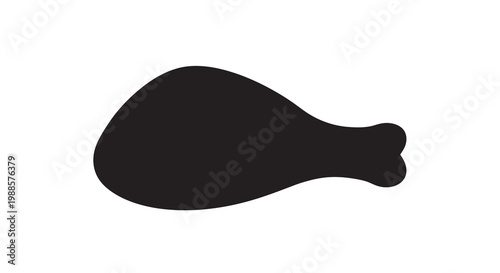 A simple black silhouette of a chicken leg or drumstick