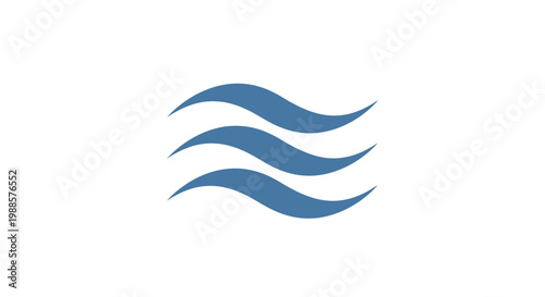 A stylized blue wave logo design.