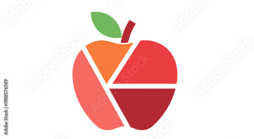 Colorful pie chart apple graphic design.