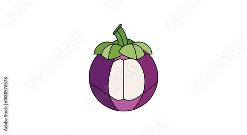 A cartoon illustration of a purple eggplant.