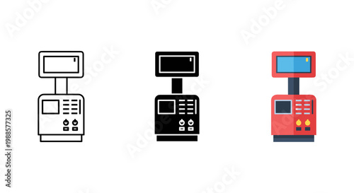 cash register icons, payment terminal, pos system