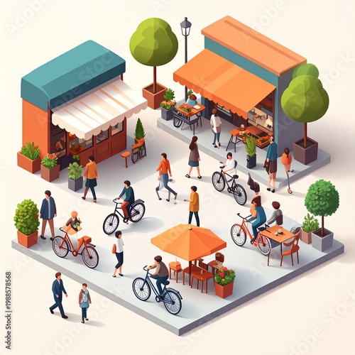 isometric view of a modern city