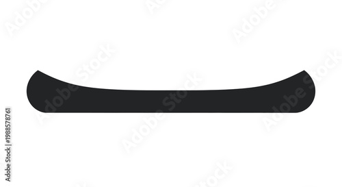 Simple black silhouette of a traditional canoe on a white background