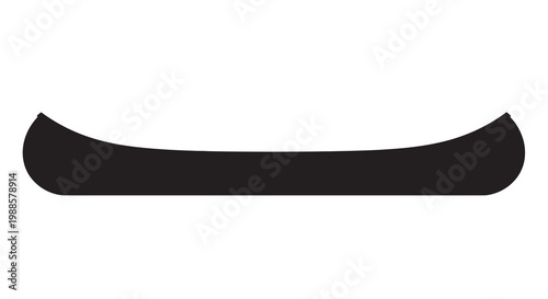 Simple black silhouette of a traditional canoe on a white background