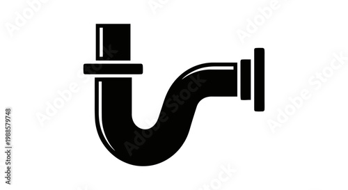 Vector illustration of plumbing ptrap drain pipe icon silhouette on a transparent background