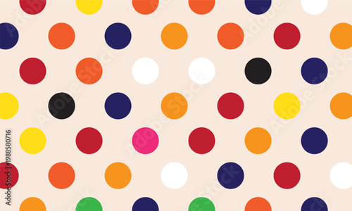 Seamless Colorful Polka Dot Pattern Scattered Confetti Circles Birthday Party Celebration Background Design. eps 10