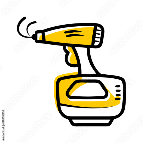 Hair dryer icon vector illustration isolated on transparent background, outline style hair dryer