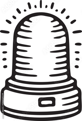 Emergency warning siren icon with radiating lines illustration