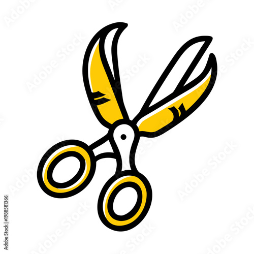 Colorful doodle icon scissors isolated on transparent background, for barbershop or sewing service