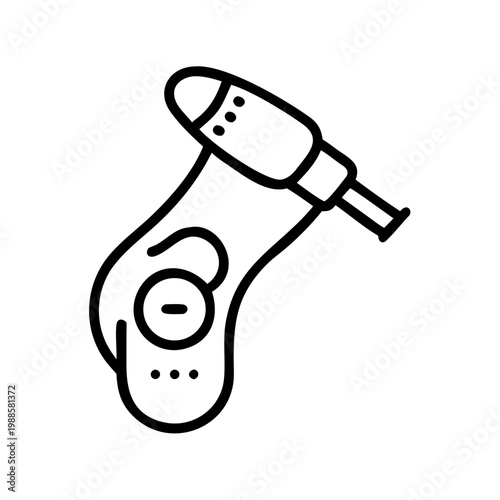 Hand holding digital thermometer for measuring body temperature on transparent background