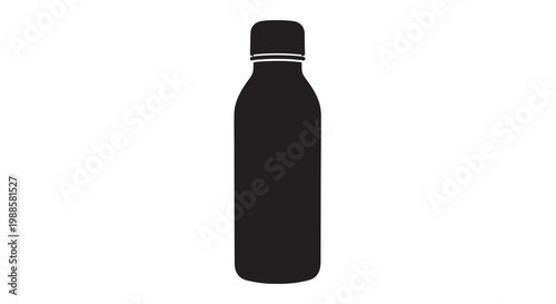 A silhouetted image of a dark plastic bottle with a cap