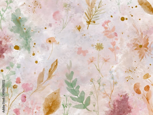Floral Watercolor Design with Gentle Hues and Delicate Strokes