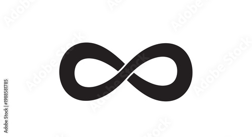 A black infinity symbol on a stark white background