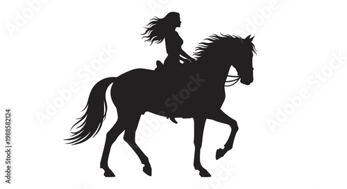 Silhouette of a woman riding a horse at a gallop