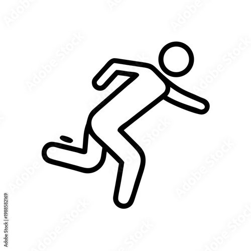 Running man line icon for fitness app and sports competition marathon event vector graphics