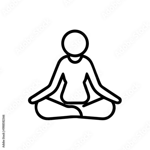 Outline icon of person meditating in lotus position, peaceful yoga practice for relaxation