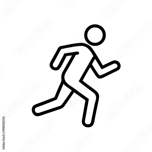 Running person icon, black outline, on transparent background