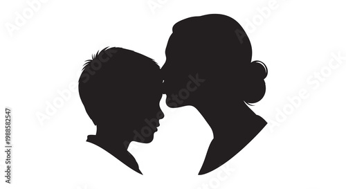 A tender moment Silhouette of a mother and young child embracing
