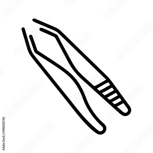 Tweezers icon line art. Beauty tool for eyebrows or first aid. Simple vector.